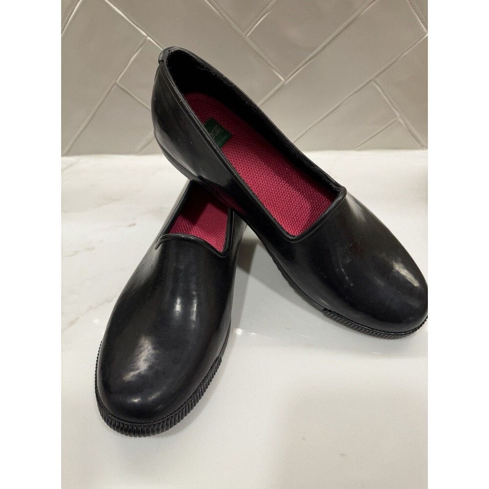 COUGAR Hand Crafted Rubber Rain Shoes Black Slip On Loafers Women’s Size 11